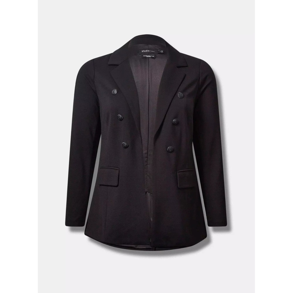 Torrid Plus‎ Size 1 Black Ponte Double Breasted Relaxed Blazer